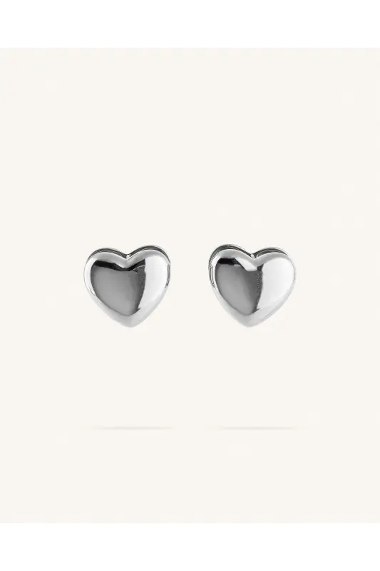 Σκουλαρίκια Κουμπωτά Sienna Hearts Silver